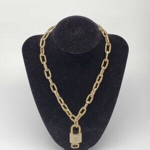 Authentic Louis Vuitton Lock & Key with Unbranded Gold Plated Chain Necklace
